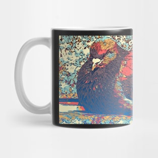 Pigeon Portrait in Caramel and Blue Mug